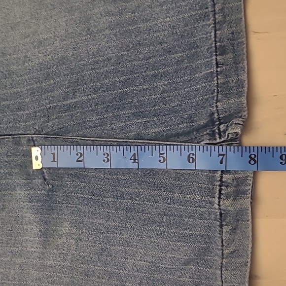 VTG Heart Moon Star Pinstriped Denim Front Slit Skirt - Picture 5 of 12